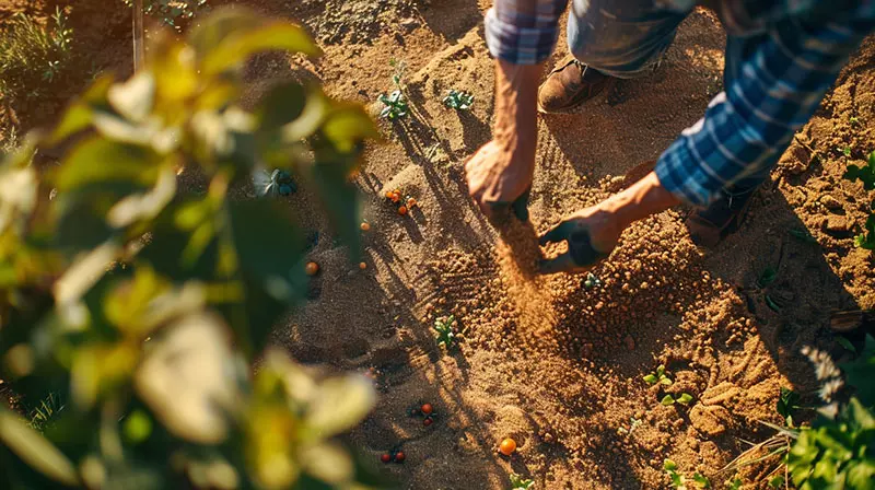 Onkruid voorkomen met zand Onkruid voorkomen met zand